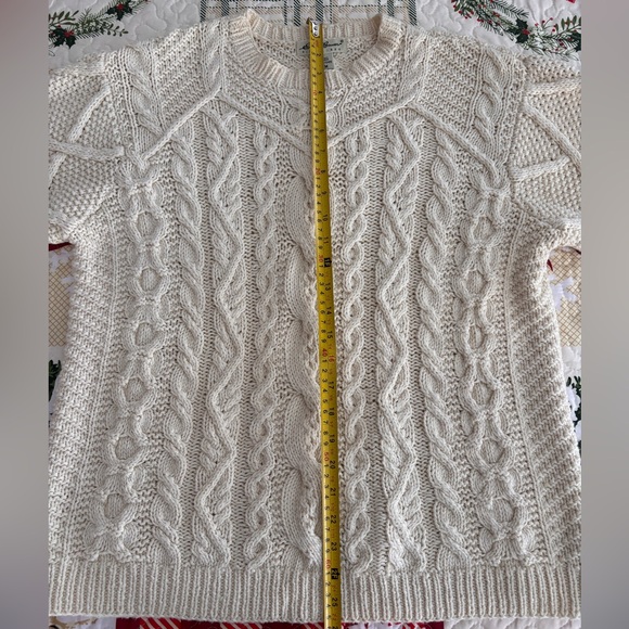 Eddie Bauer Beige 100% Cotton Cable Knit Sweater Women’s Size Medium - Picture 7 of 10